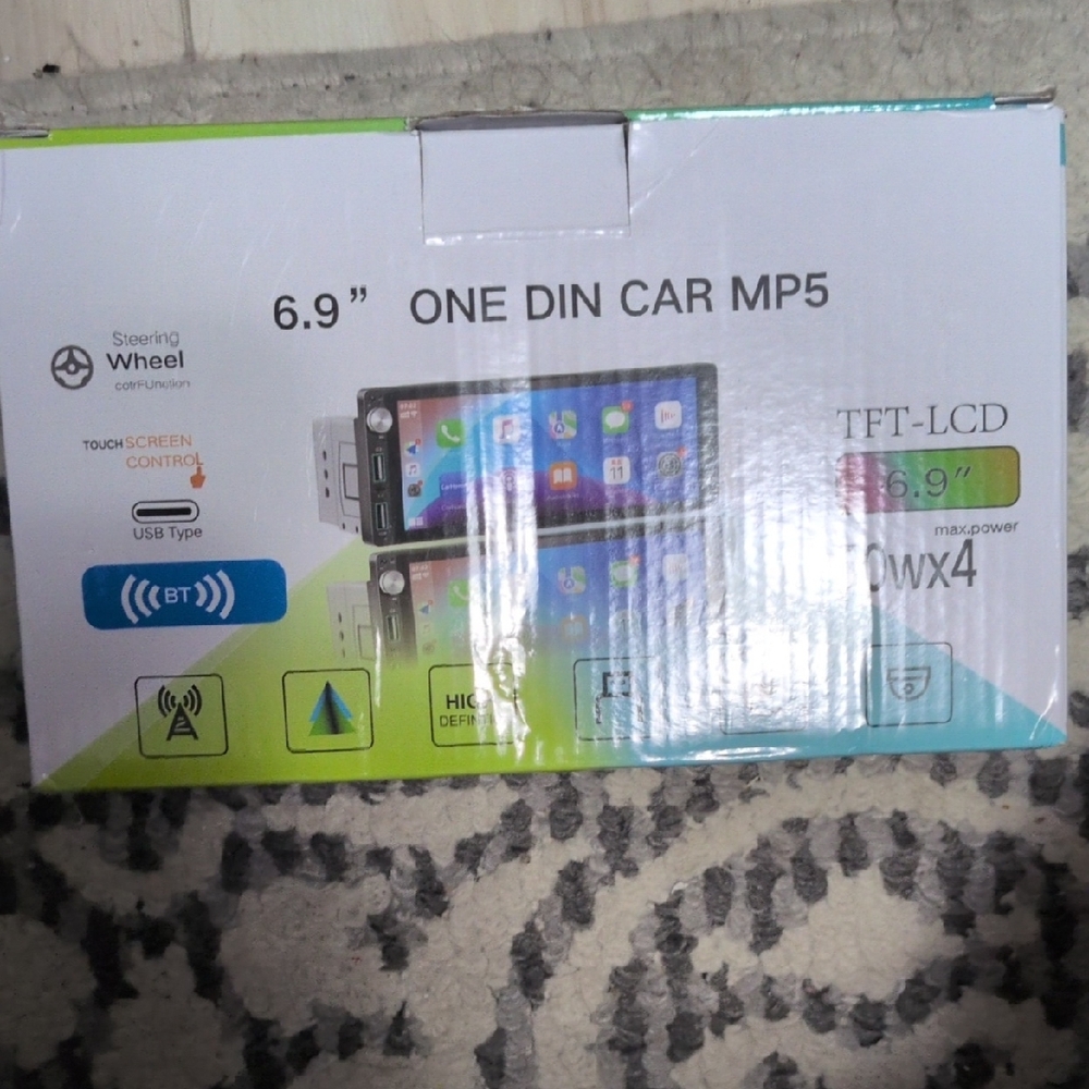 One Din Car MP5 Player with Bluetooth - Black